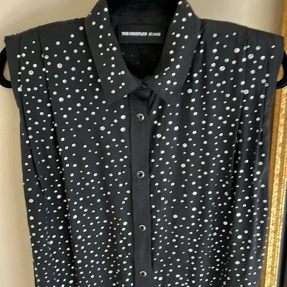 The Kooples Black Studded Sleeveless Shirt - Picture 4 of 10